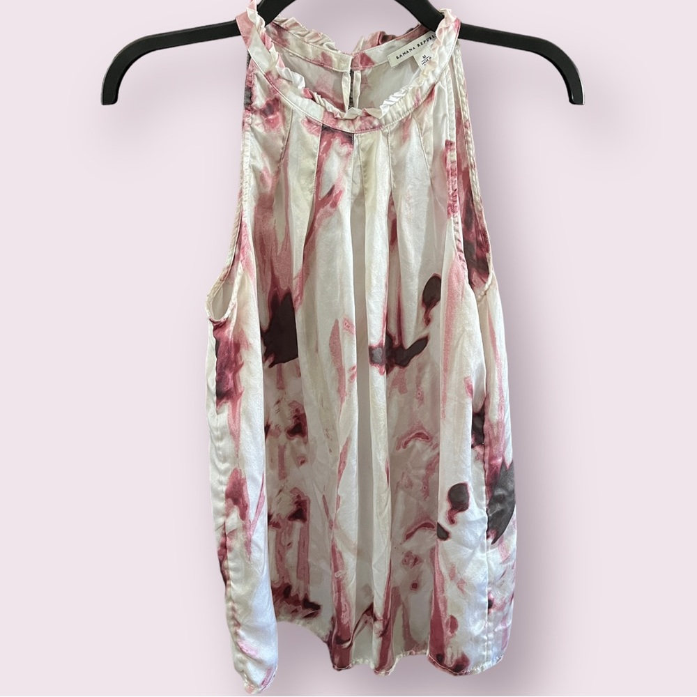 Banana Republic‎ white & pink/purple tank size medium
